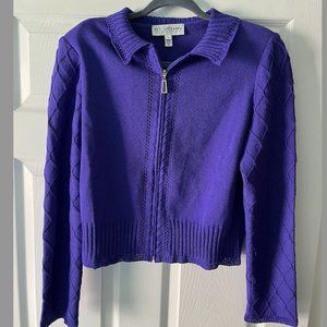 St Johns Collection Vintage Full Zip Wool/Rayon Purple Sweater